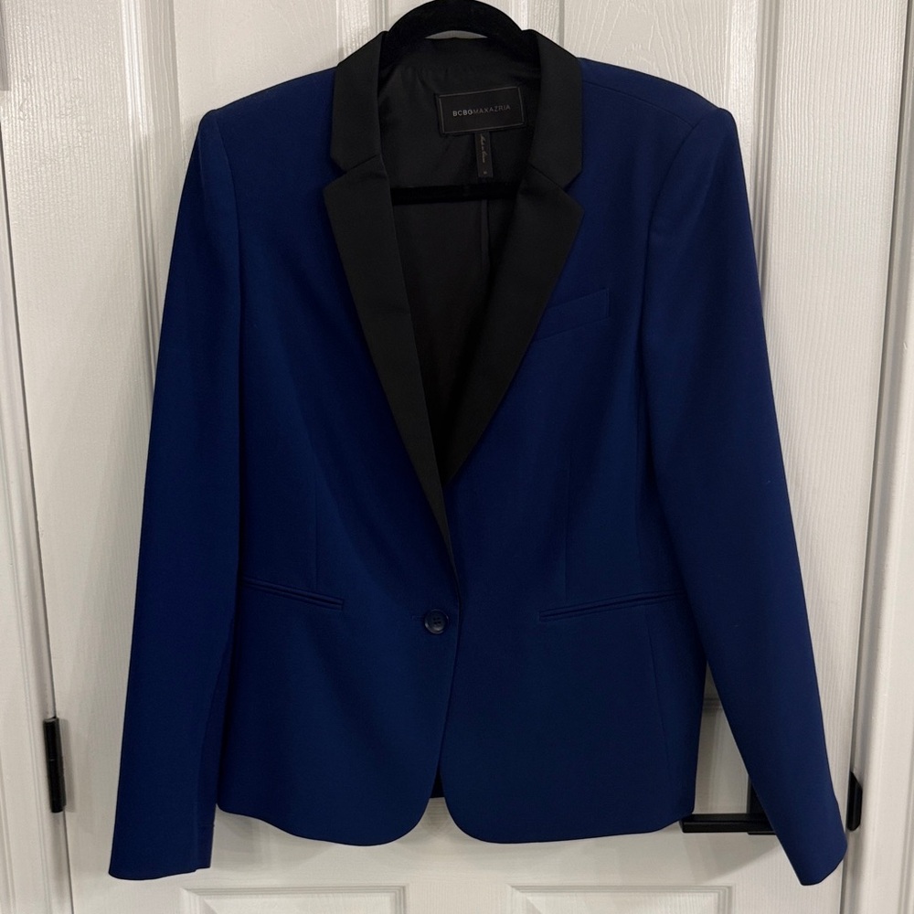 BCBG MaxAzria Royal Blue Black Trim Blazer